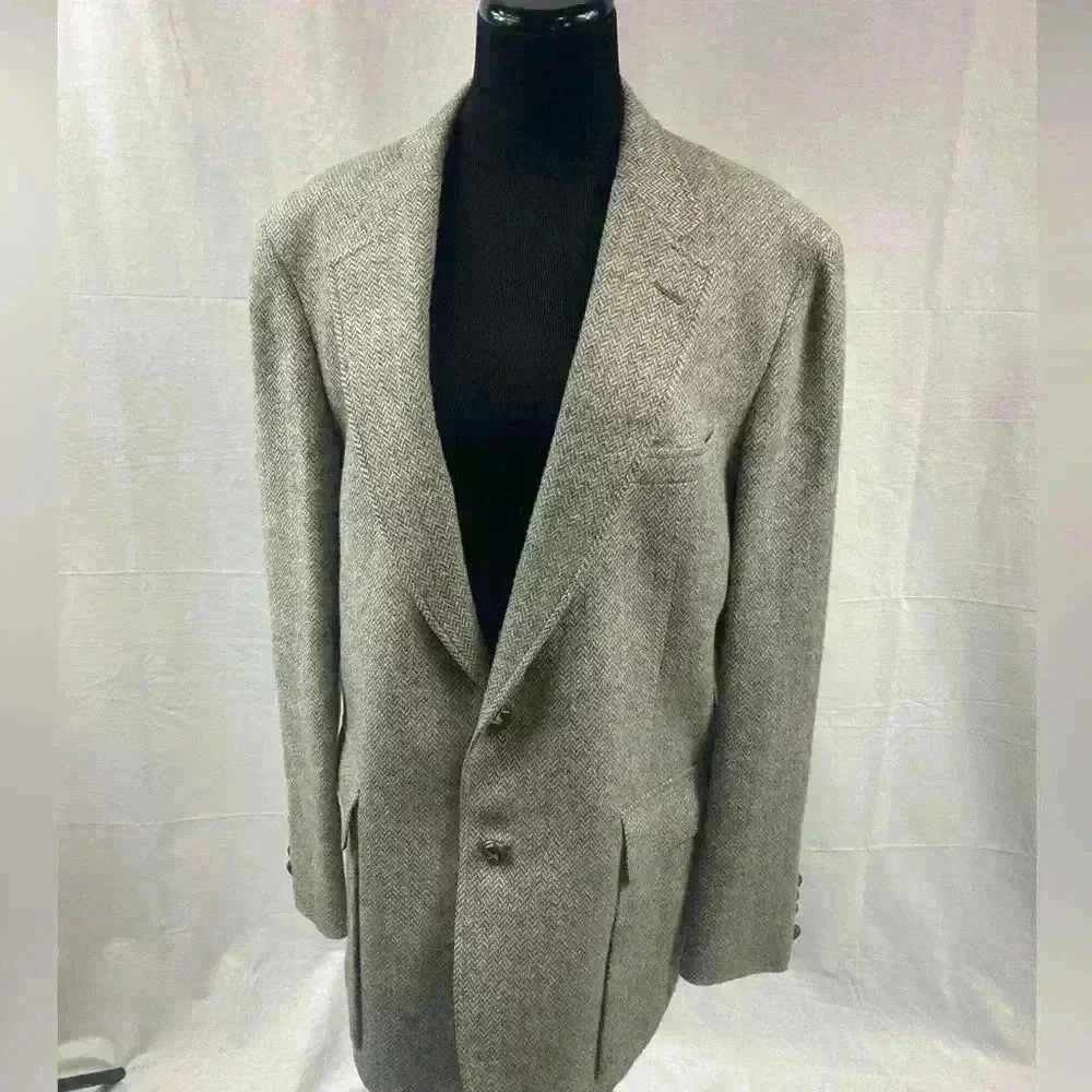 Vintage Cricketeer Wool Blazer Sport Coat Made in USA Tweed Jacket 70s LG/XL